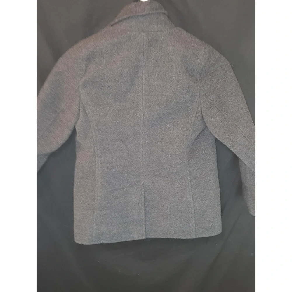 Abercrombie Kids Gray Double Breasted Pea Coat Jacket Blue‎ Camo Lining Size 7/8